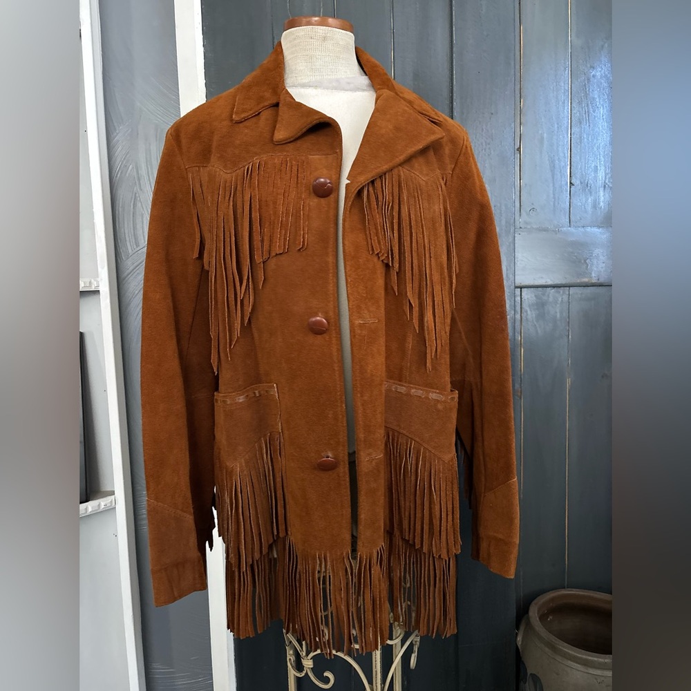 VINTAGE 70’s Fringe J. SCULLY Suede Jacket sz 40 - Picture 4 of 16